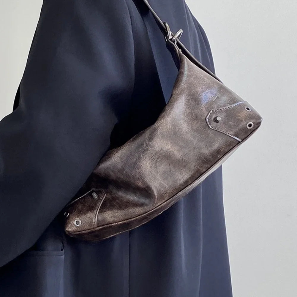 PU Leather Retro Underarm Bag for Women - Y2K Vintage Small Crossbody Handbag - JStorehub 