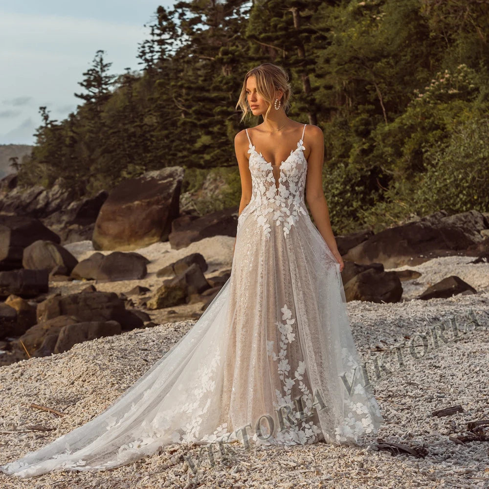 Vintage Lace Wedding Dress - Sweetheart Lace-Up Ball Gown Bridal Gown - JStorehub 