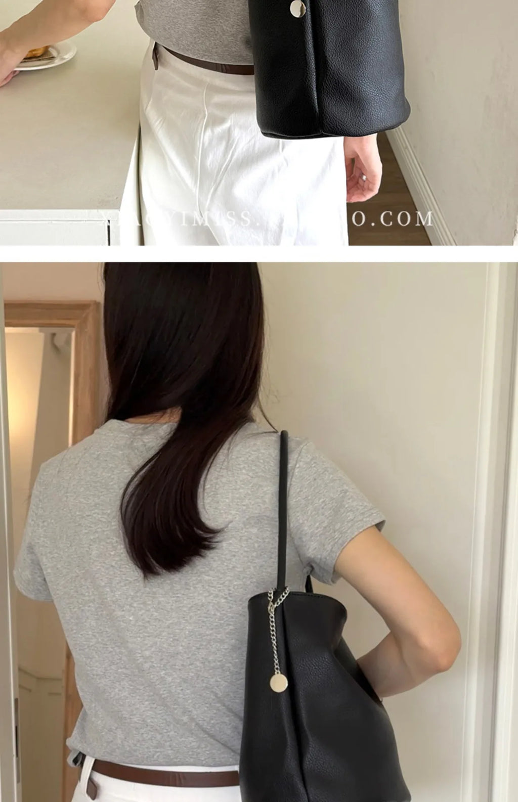 2026 Lychee Pattern Soft Leather Bucket Bag for Women - Casual Underarm Handbag - JStorehub 