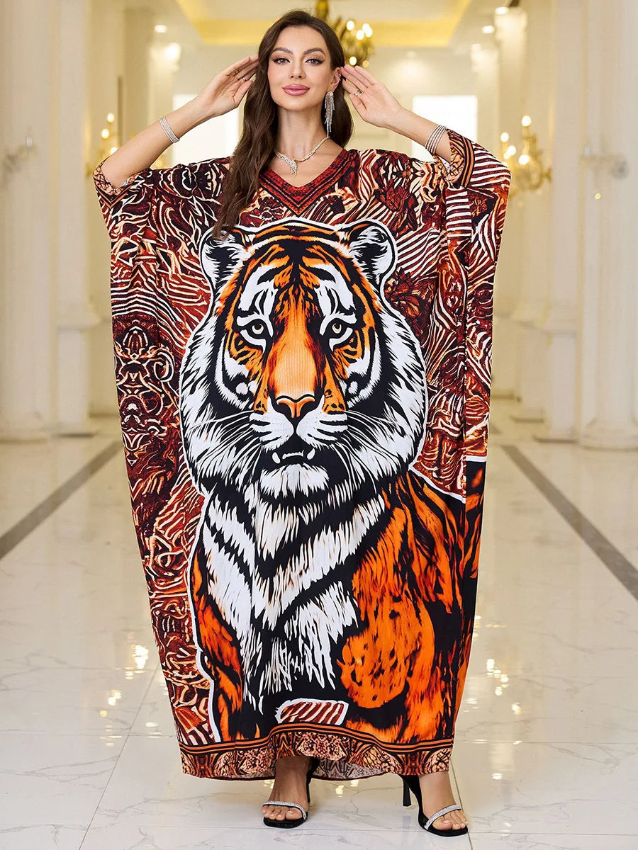Women Embroidered Long Caftans Plus Size Kaftan Dresses Beach Bathing Suit Cover up moomoo Dress Moroccan Robe