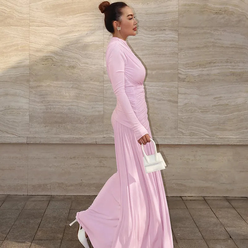 Elegant Women Dresses: Irregular Pleated Maxi Dress | Salman Store