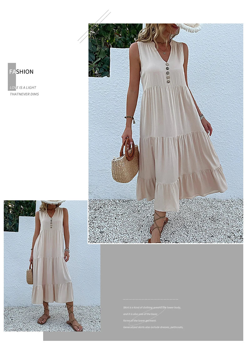Women Dresses: Casual Summer Midi Dress - Salman Store