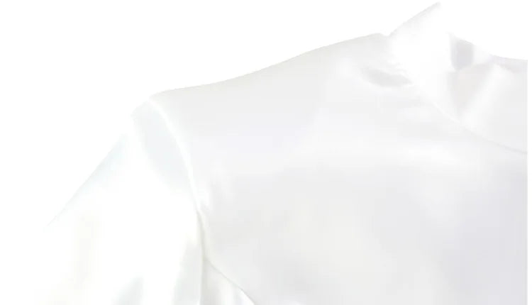 Elegant Mini Dress for Women - Long Flare Sleeve Turtleneck Satin Party Dress - JStorehub 