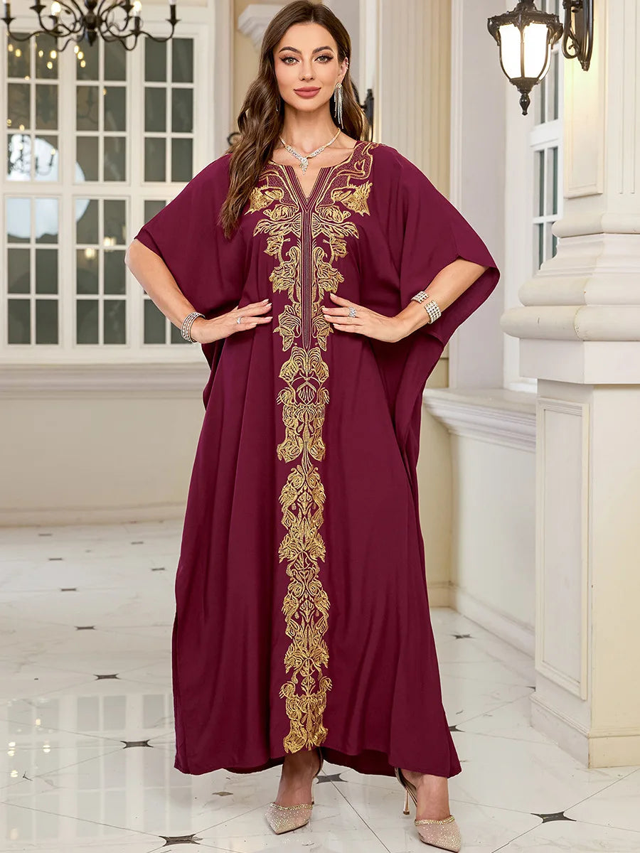 Women Embroidered Long Caftans Plus Size Kaftan Dresses Beach Bathing Suit Cover up moomoo Dress Moroccan Robe