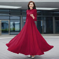 2026 Bohemian Beach Long Chiffon Dress - Elegant Long Sleeve 4XL