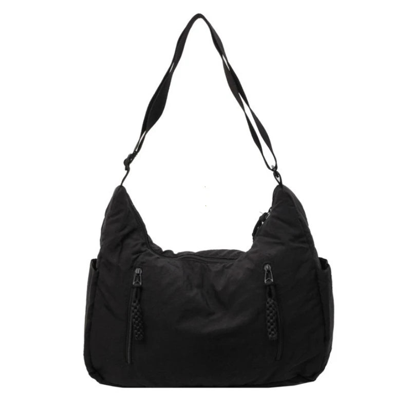 Trendy Women's Soft Cloth Shoulder Bag - Solid Color Y2K Casual Big Crossbody Bag 2026