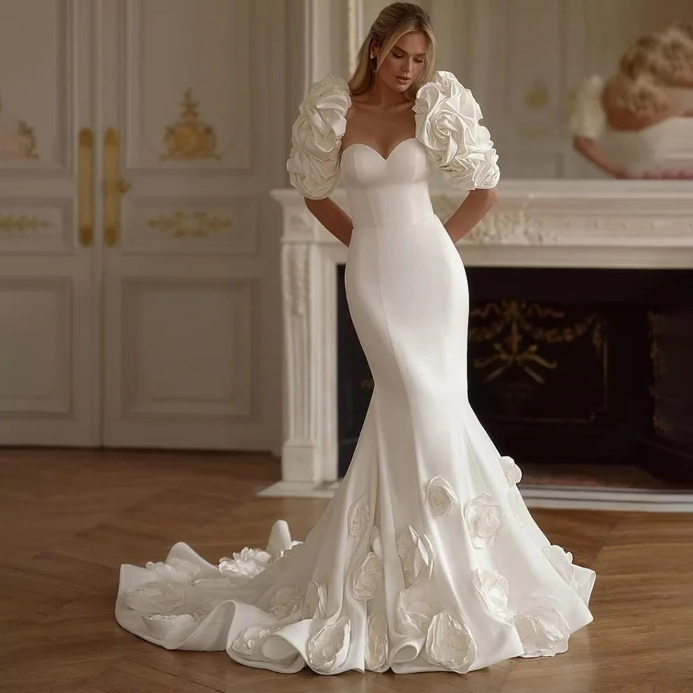 Beach Boho Wedding Dress - Off Shoulder Boat Neck Pleated Bridal Gown - JStorehub 