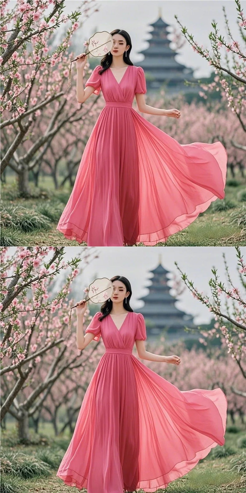 Elegant French Style Chiffon Maxi Dress - Beach Vacation Summer 2026 - JStorehub 