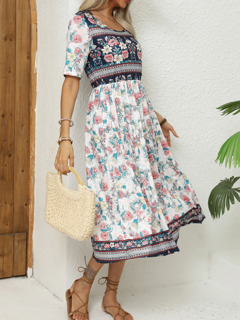 Women Dresses: Elegant Bohemian Print Dress - Salman Store