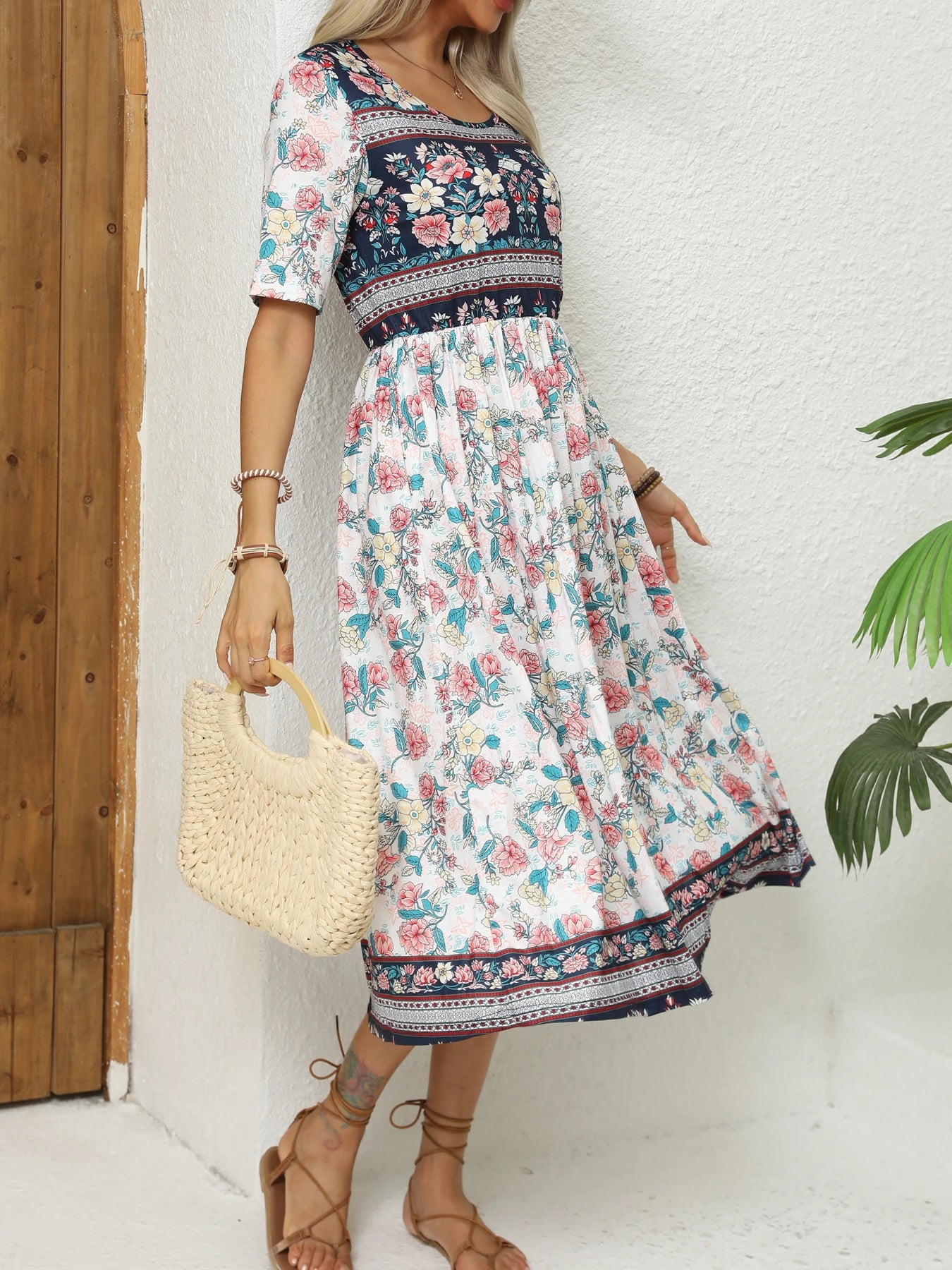 Women Dresses: Elegant Bohemian Print Dress - Salman Store