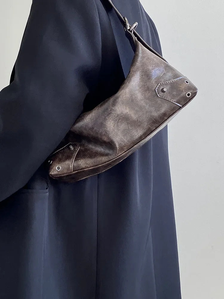 PU Leather Retro Underarm Bag for Women - Y2K Vintage Small Crossbody Handbag - JStorehub 