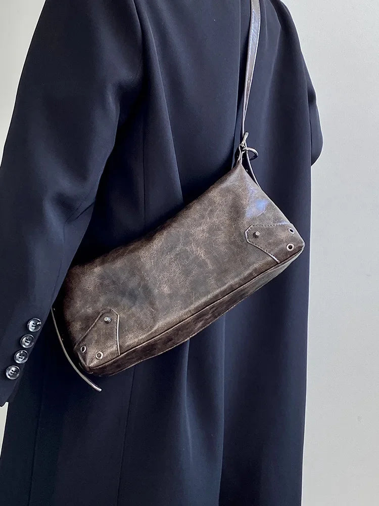 PU Leather Retro Underarm Bag for Women - Y2K Vintage Small Crossbody Handbag - JStorehub 