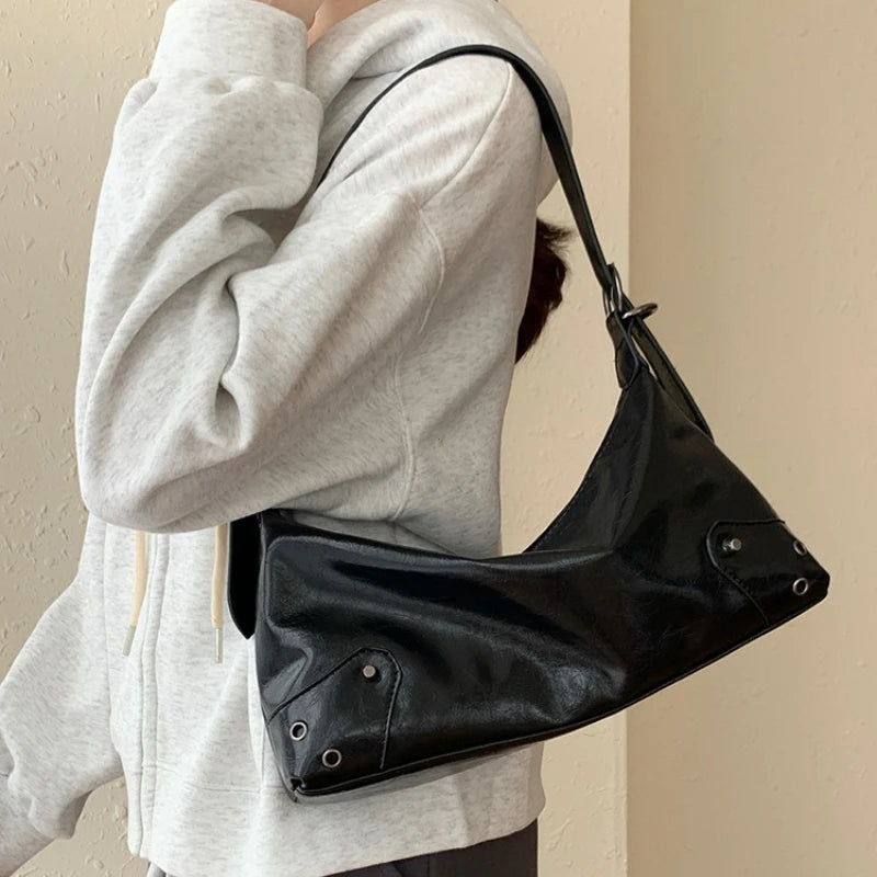 PU Leather Retro Underarm Bag for Women - Y2K Vintage Small Crossbody Handbag - JStorehub 