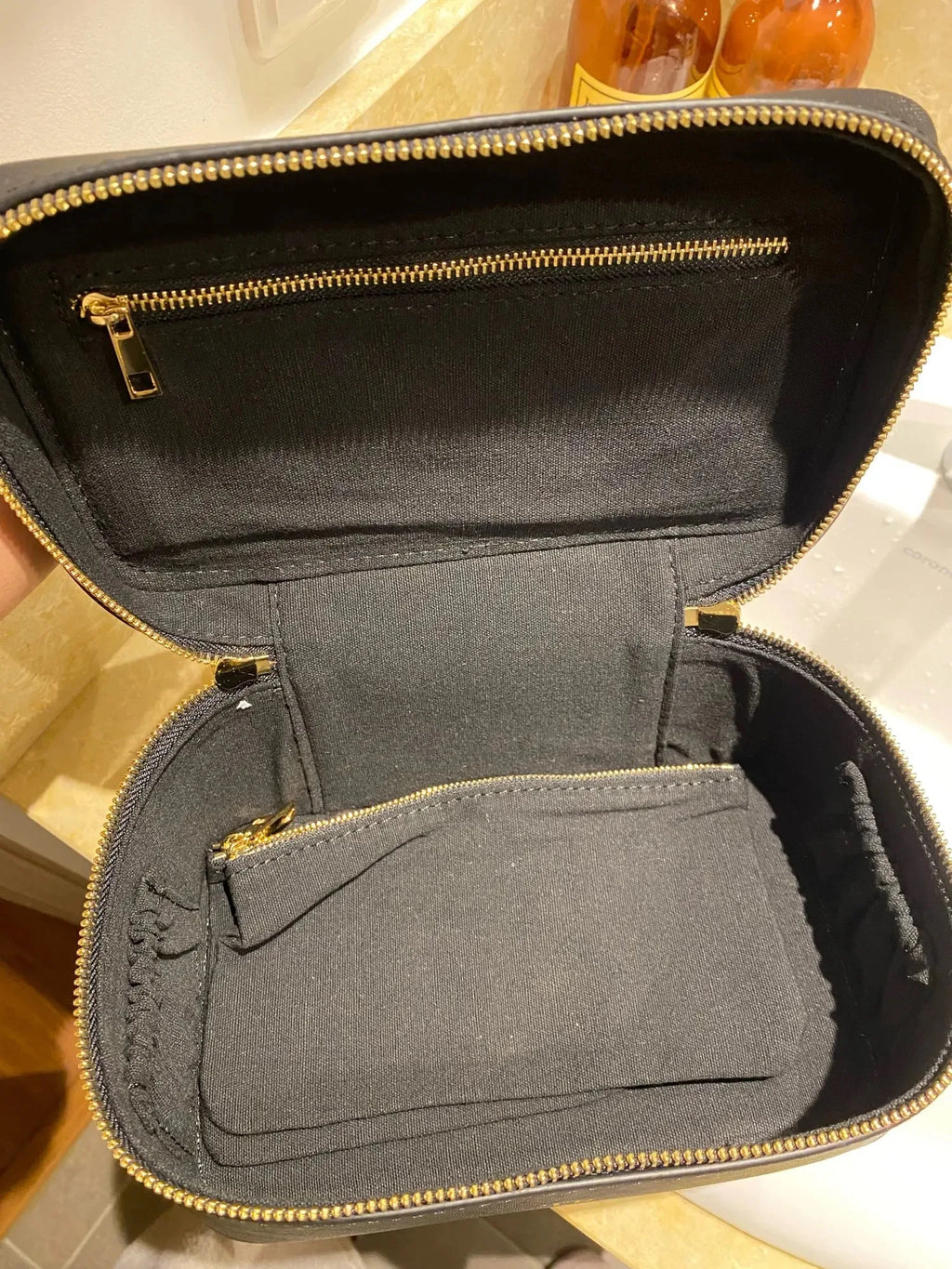 Custom Name Ladies Saffiano Split Leather Travel Toiletry Bag - Hanging Makeup Organizer - JStorehub 