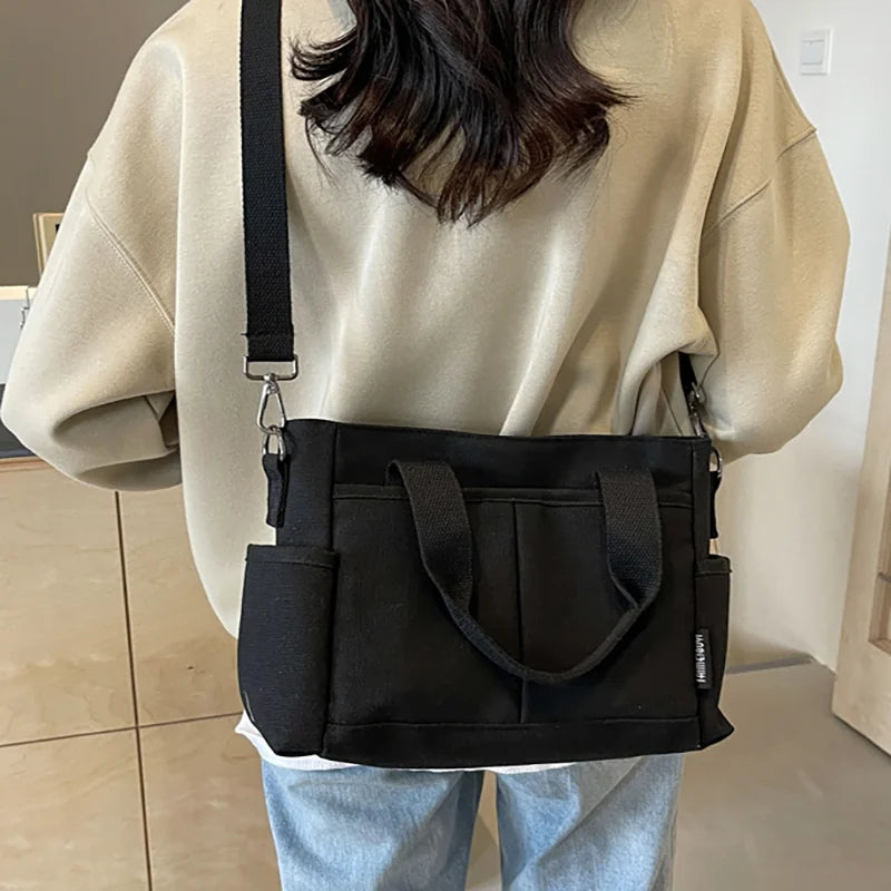 Women's Bag Multiple Pockets Shoulder Bag Large Capacity Canvas - SalmanStore 