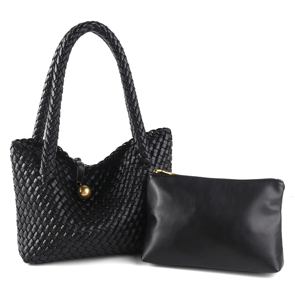 Woven Bag Women PU Leather Single Shoulder Bag - SalmanStore 