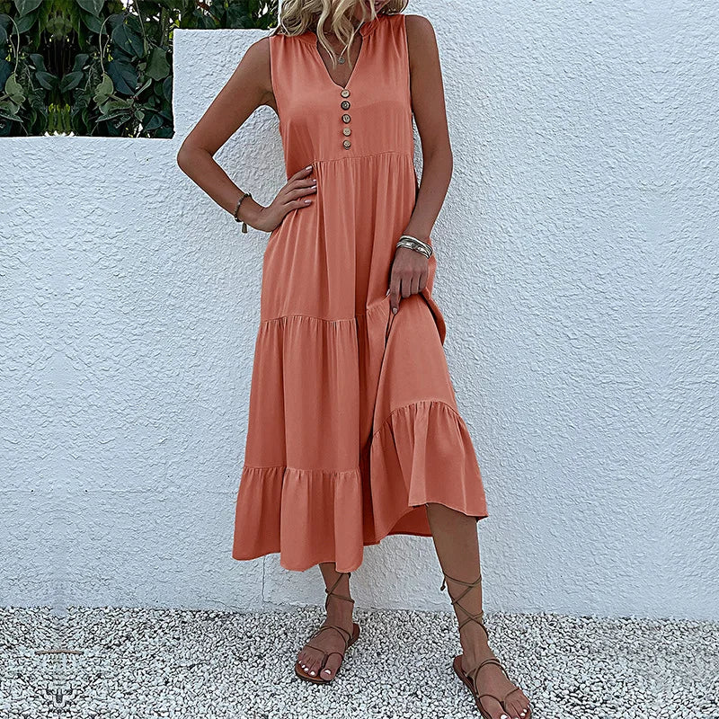 Women Dresses: Casual Summer Midi Dress - Salman Store