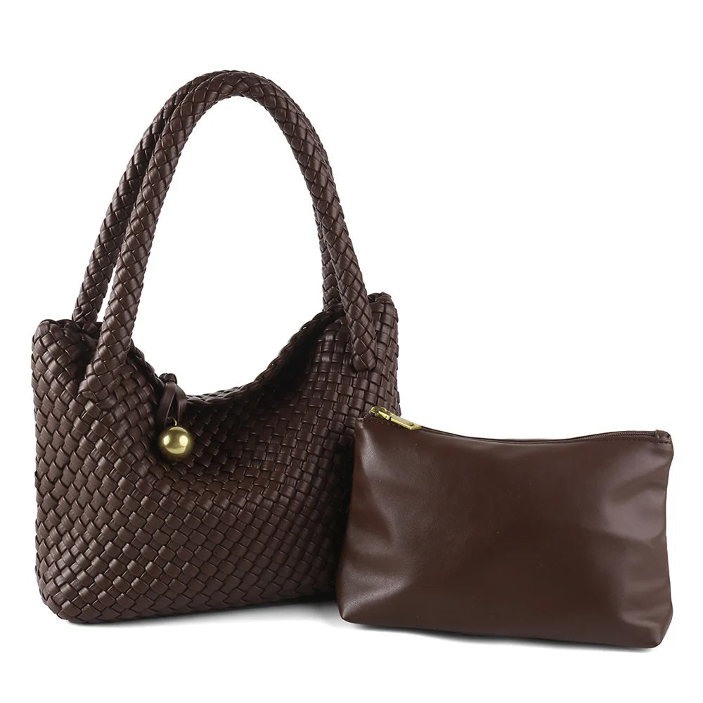 Woven Bag Women PU Leather Single Shoulder Bag - SalmanStore 