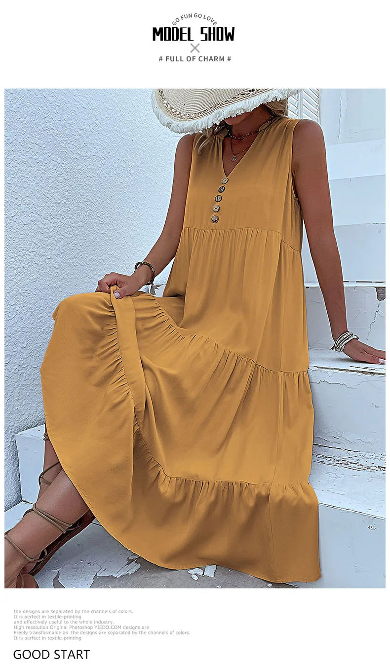 Women Dresses: Casual Summer Midi Dress - Salman Store