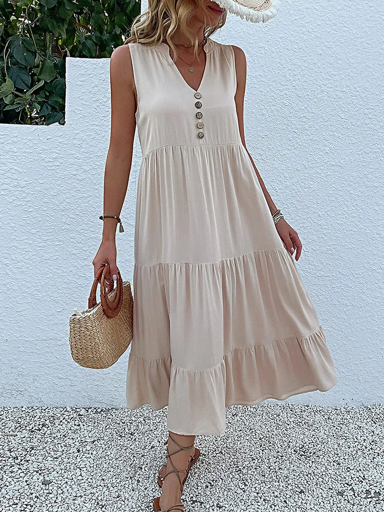 Women Dresses: Casual Summer Midi Dress - Salman Store