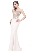 Royal Blue Mermaid Evening Dress with Golden Appliques Lace - Prom Wedding Gown