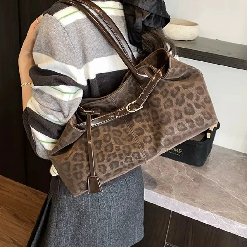 Leopard PU Leather Shoulder Bag for Women - 2026 Luxury Trend Tote Handbag - JStorehub 