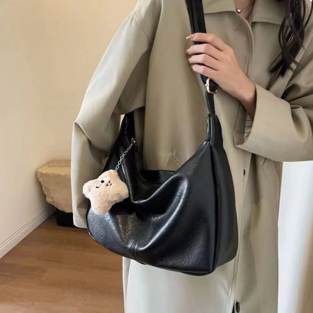 Trendy Slouchy Shoulder Bag for Women - PU Leather Large Capacity Hobo Tote - JStorehub 