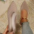 Apricot Knitted Pointed Toe Flat Shoes for Women - Slip-On Comfort