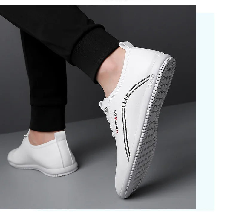 2024 casual men leather shoes Versatile Business White footwear Fashion anti slip comfortable loafers male new lightweight flat