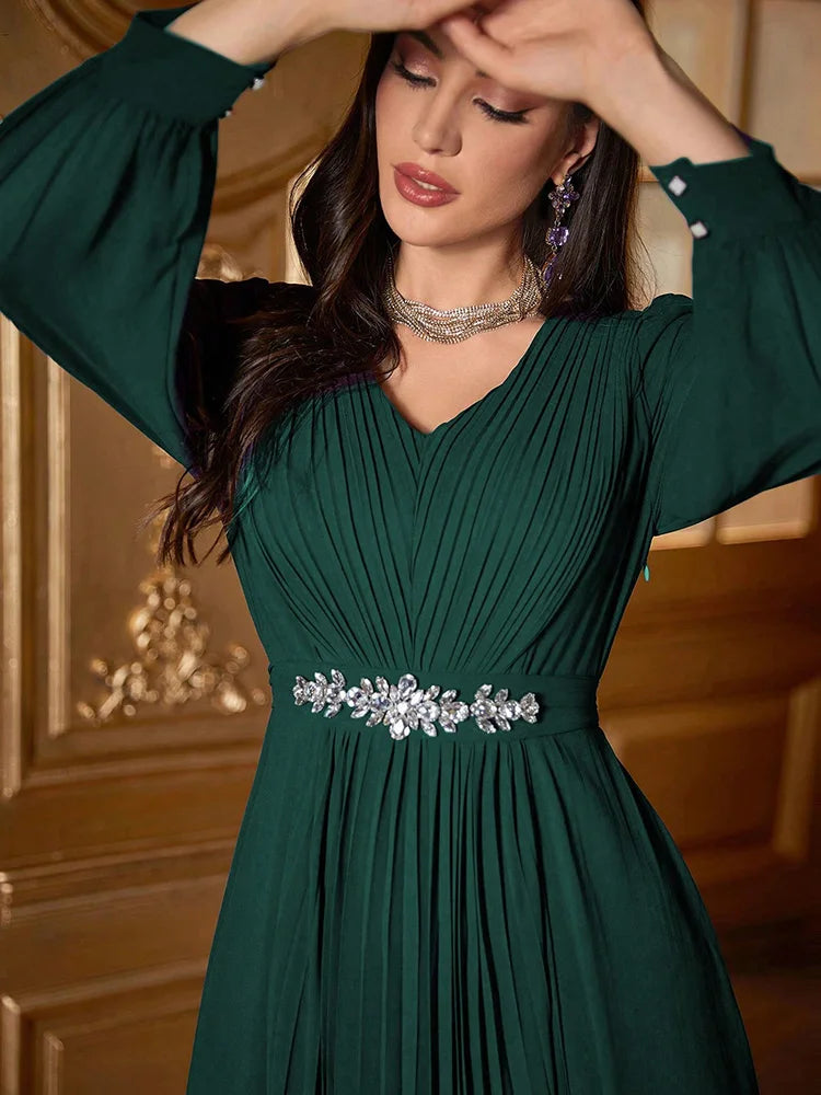 Women Dresses: Elegant Evening V-Neck Dress - Salman Store