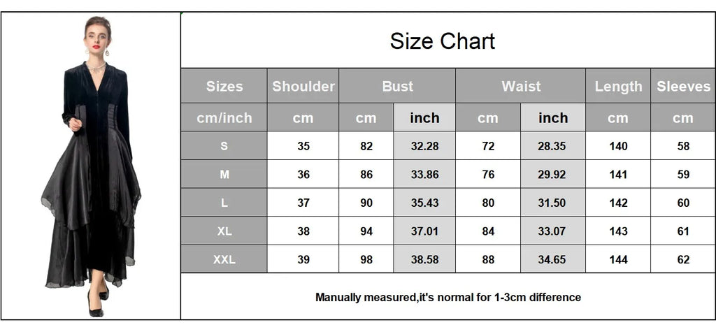 Women's Dresses Sexy V Neck Long Sleeves Velvet Patchwork Ruffles Elegant Fashion Designer Party Prom Gown - SalmanStore 