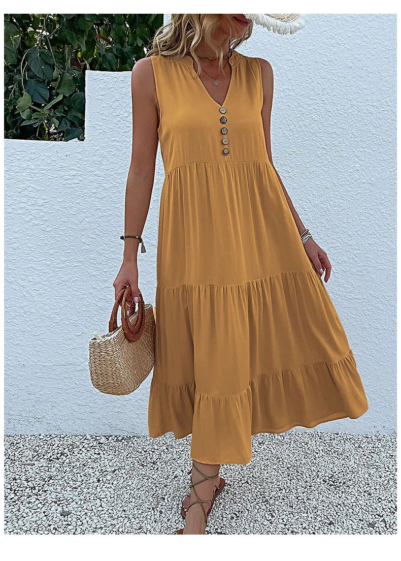 Women Dresses: Casual Summer Midi Dress - Salman Store