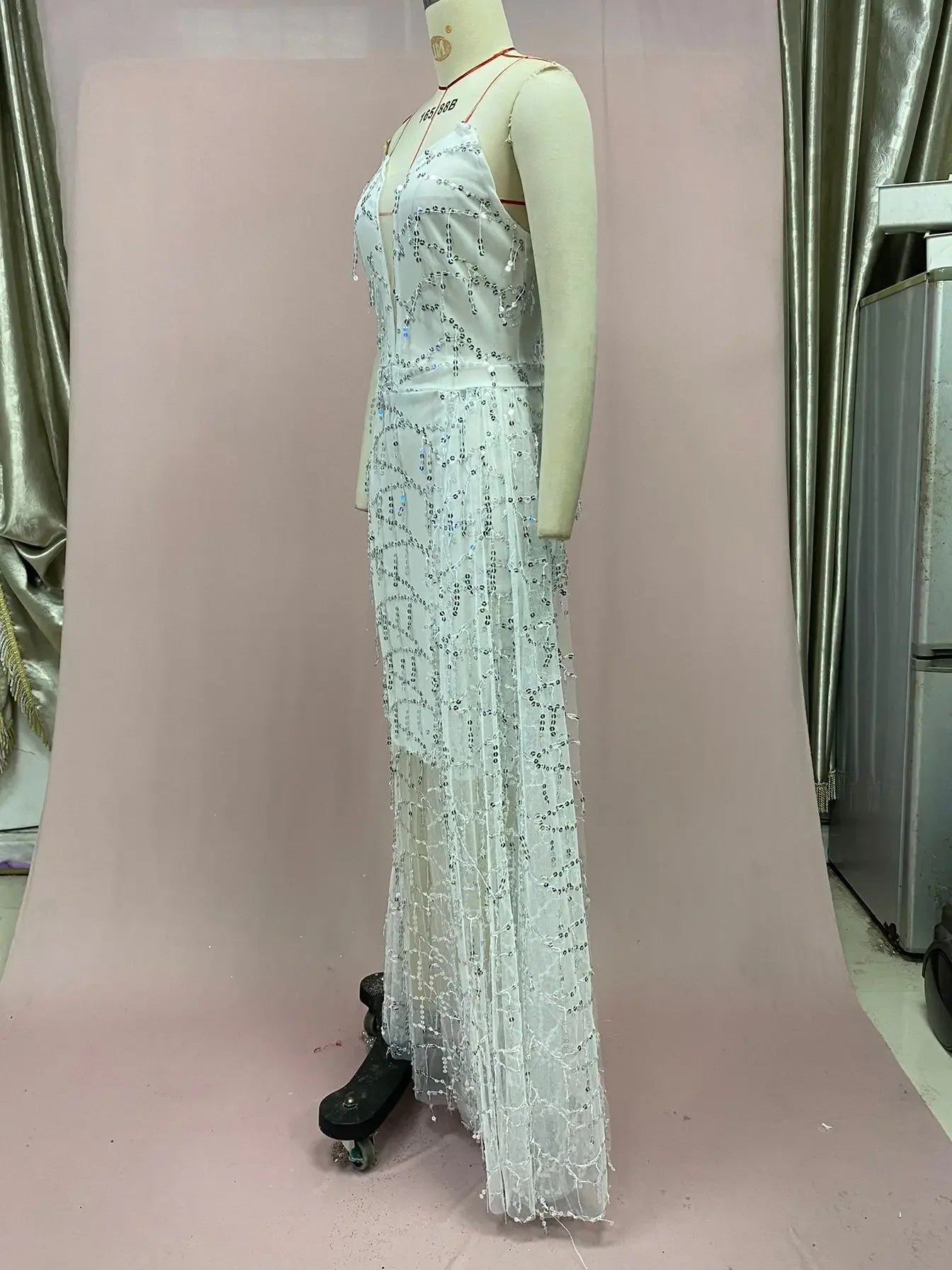 Silver Lace-Up Tank Dress for Women - Sexy V-Neck Sleeveless Summer Dress - JStorehub 