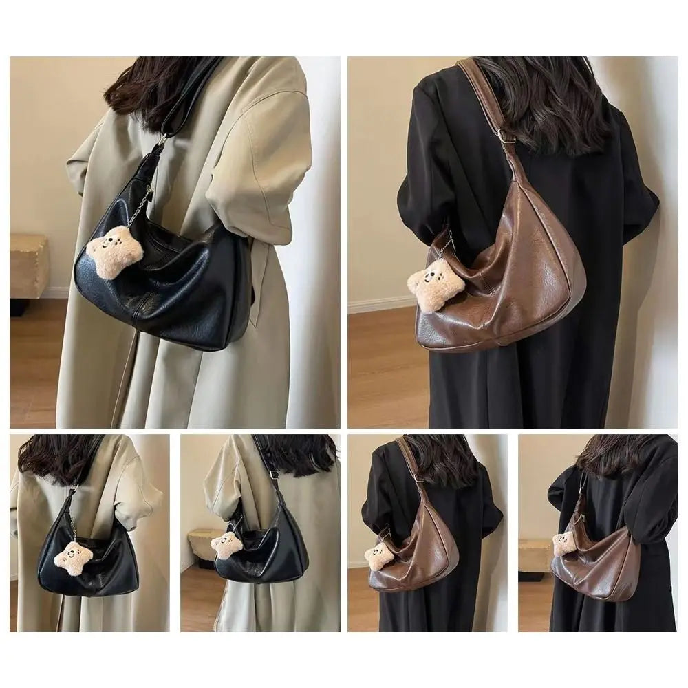 Trendy Slouchy Shoulder Bag for Women - PU Leather Large Capacity Hobo Tote - JStorehub 