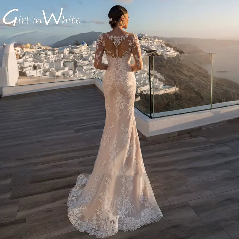 Detachable 2-in-1 Wedding Dress - Embroidered Lace Applique Tulle Bridal Gown - JStorehub 