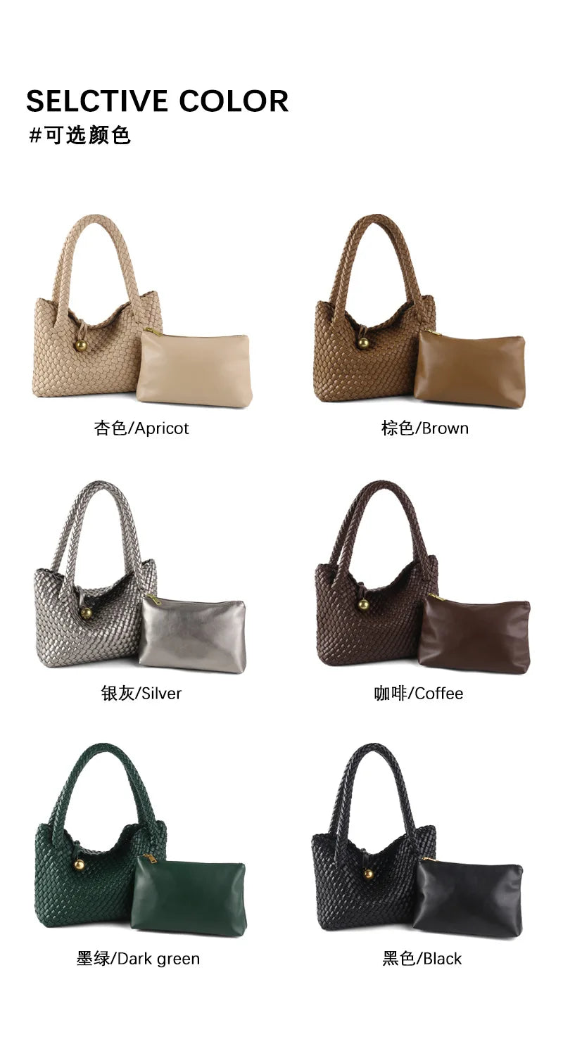 Woven Bag Women PU Leather Single Shoulder Bag - SalmanStore 