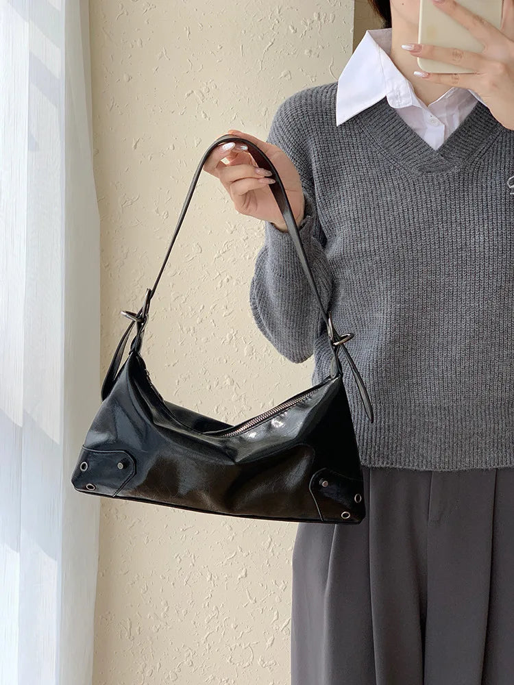 PU Leather Retro Underarm Bag for Women - Y2K Vintage Small Crossbody Handbag - JStorehub 