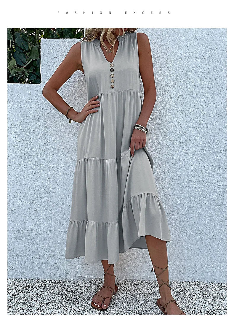 Women Dresses: Casual Summer Midi Dress - Salman Store