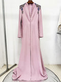 HIGH STREET Newest Fashion 2026 Designer Maxi Dresses Women's Diamonds Beaded Slit Sleeve Long Maxi Dress - JStorehub 