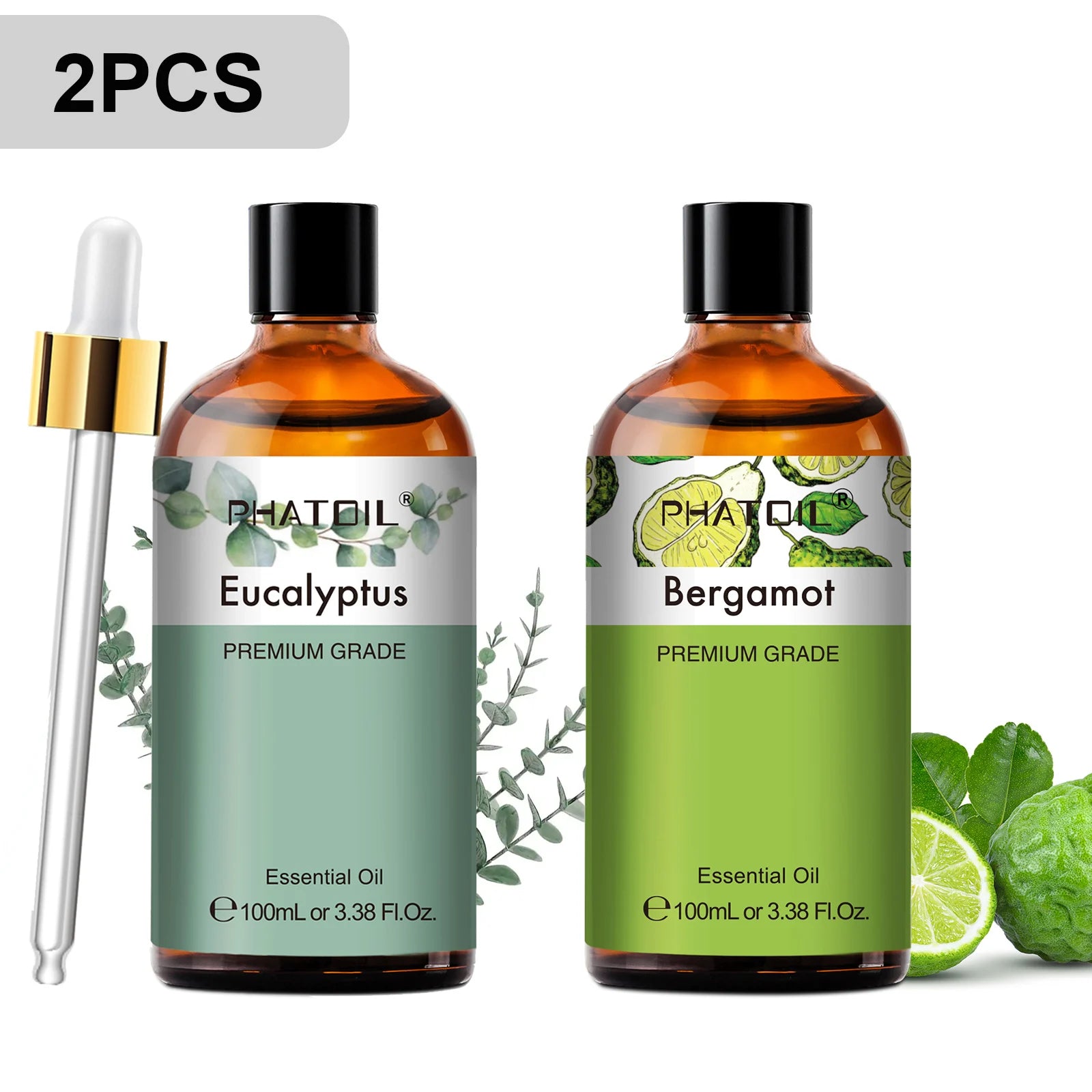Phatoil 100ml Premium Essential Oil Set - Sandalwood Lavender Eucalyptus