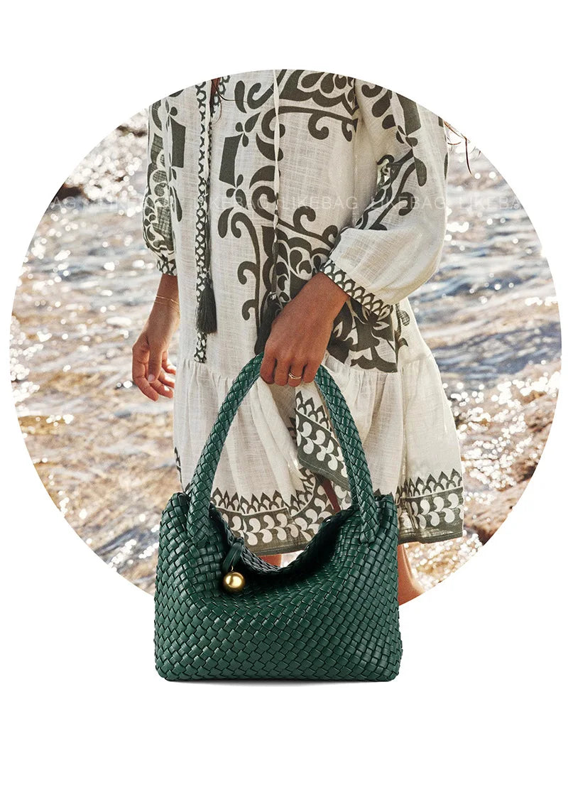 Woven Bag Women PU Leather Single Shoulder Bag - SalmanStore 