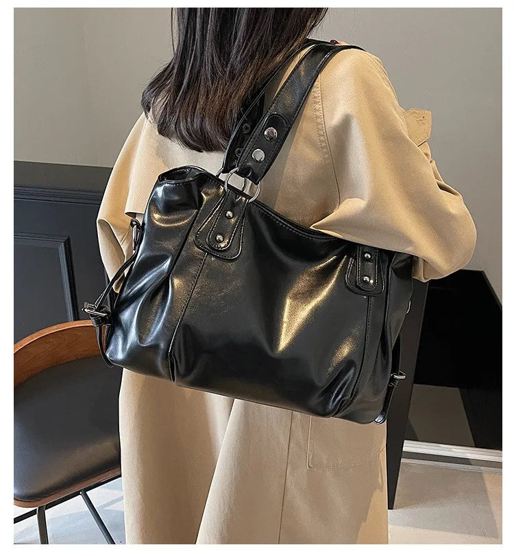 Soft Interior Shoulder Bag 2026 - High Quality Contrasting Color PU Handbag for Wome - JStorehub 