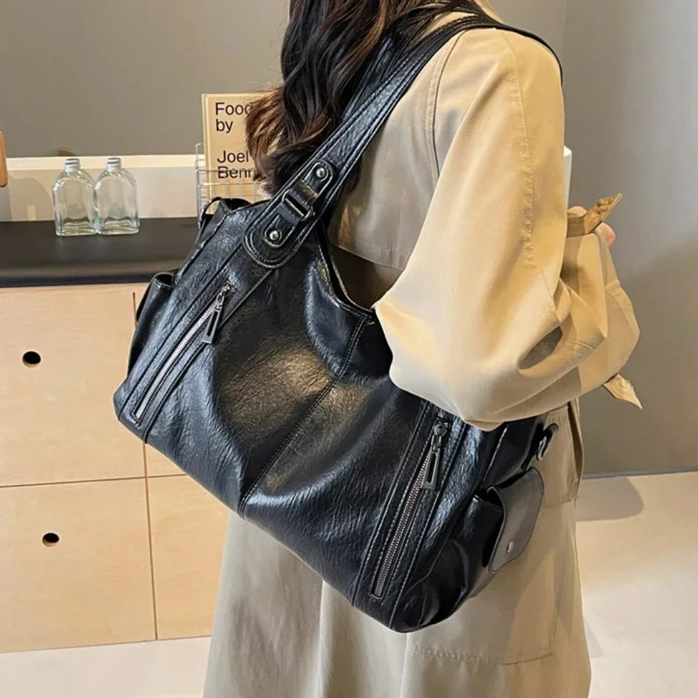 Soft Interior Shoulder Bag 2026 - High Quality Contrasting Color PU Handbag for Wome - JStorehub 