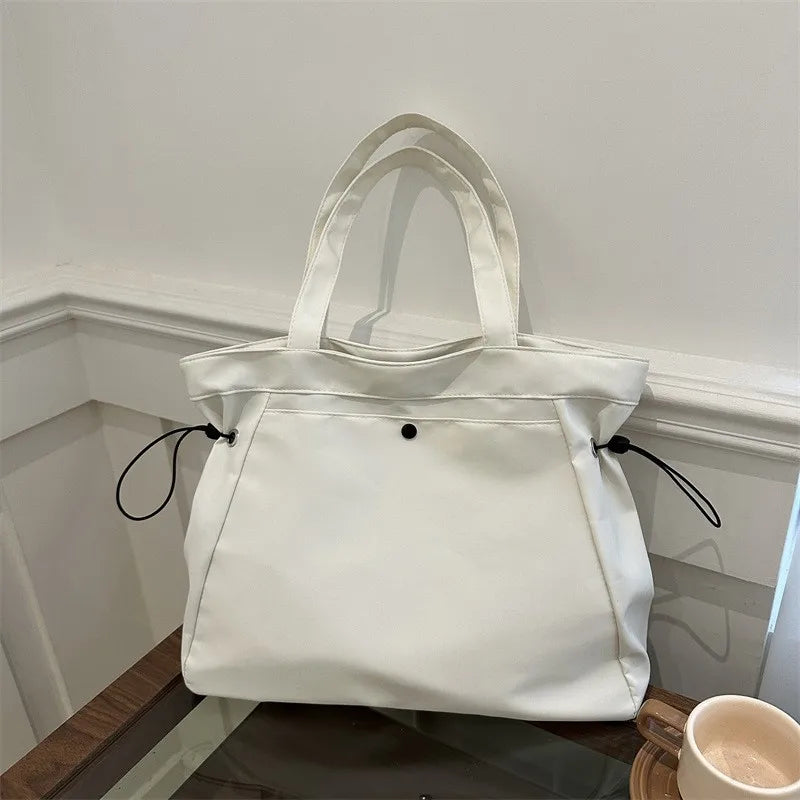Casual Large Capacity Tote Bag for Women - Simple Aesthetic Drawstring Shoulder Bag