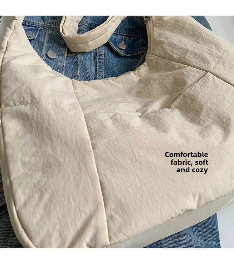 Trendy Women's Soft Cloth Shoulder Bag - Solid Color Y2K Casual Big Crossbody Bag 2026 - JStorehub 