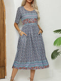 Women Dresses: Elegant Bohemian Print Dress - Salman Store