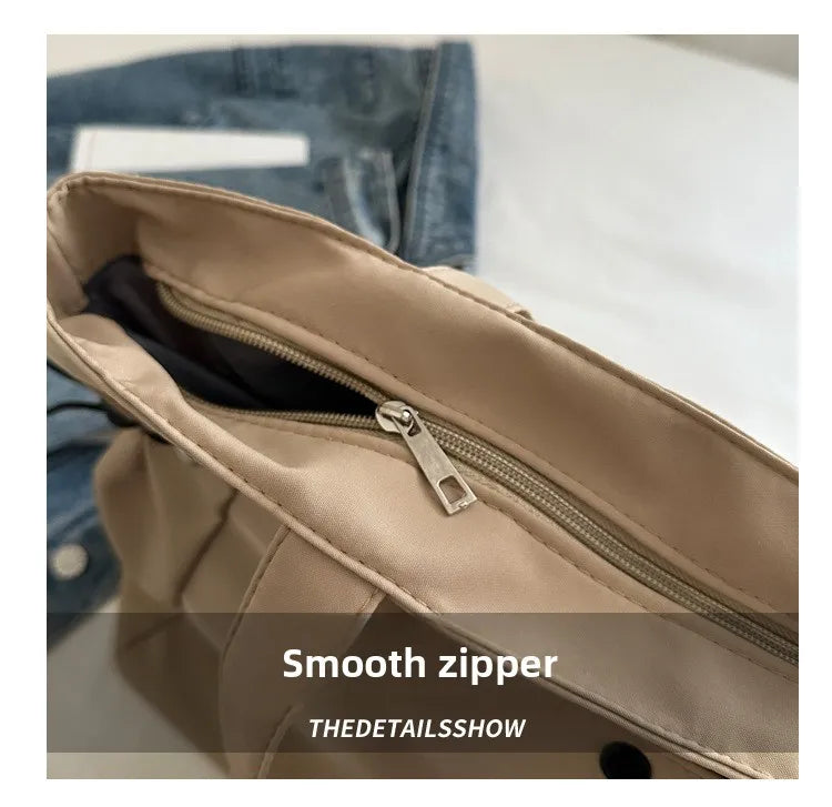 Casual Large Capacity Tote Bag for Women - Simple Aesthetic Drawstring Shoulder Bag
