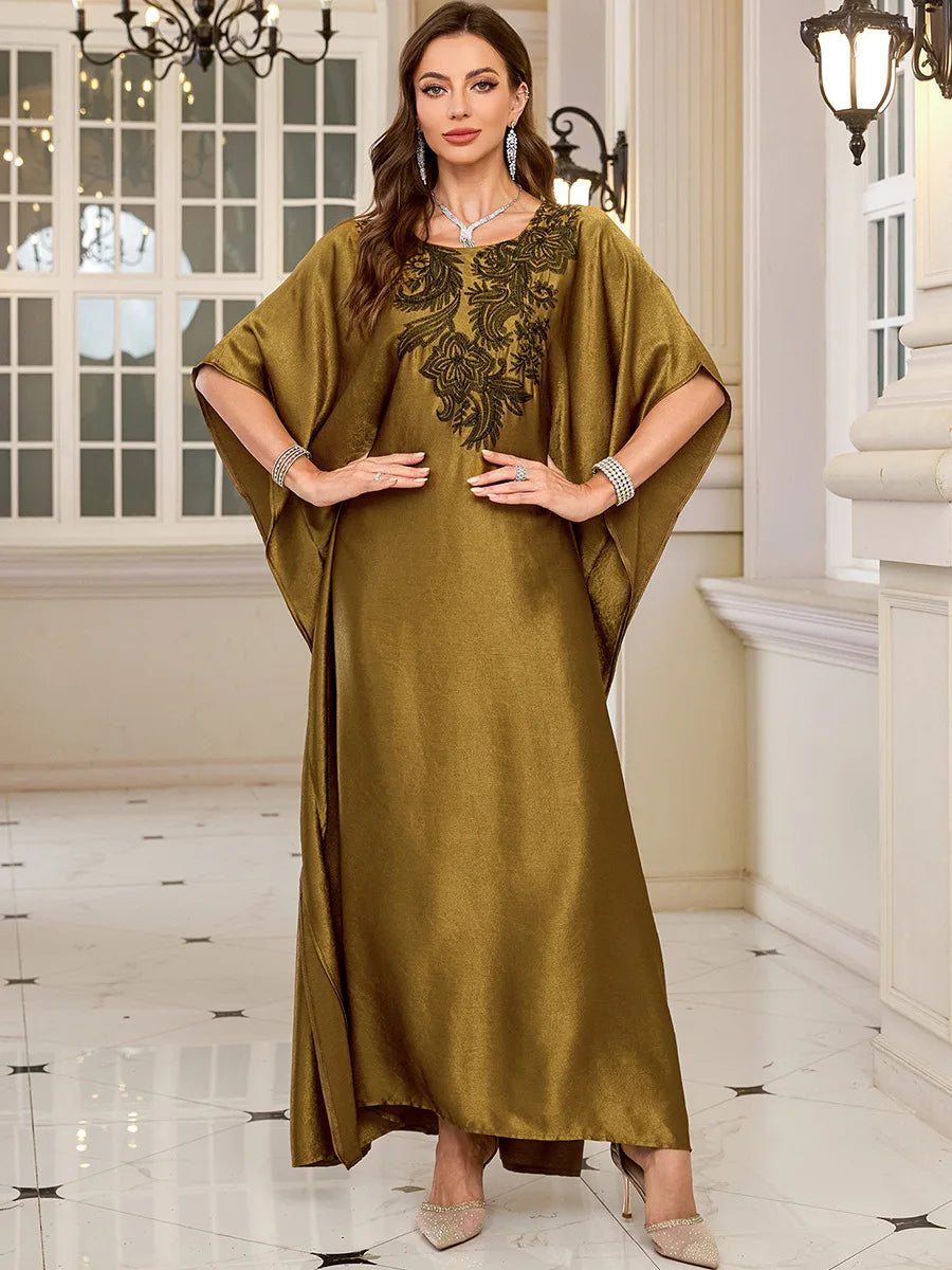 Women Embroidered Long Caftans Plus Size Kaftan Dresses Beach Bathing Suit Cover up moomoo Dress Moroccan Robe