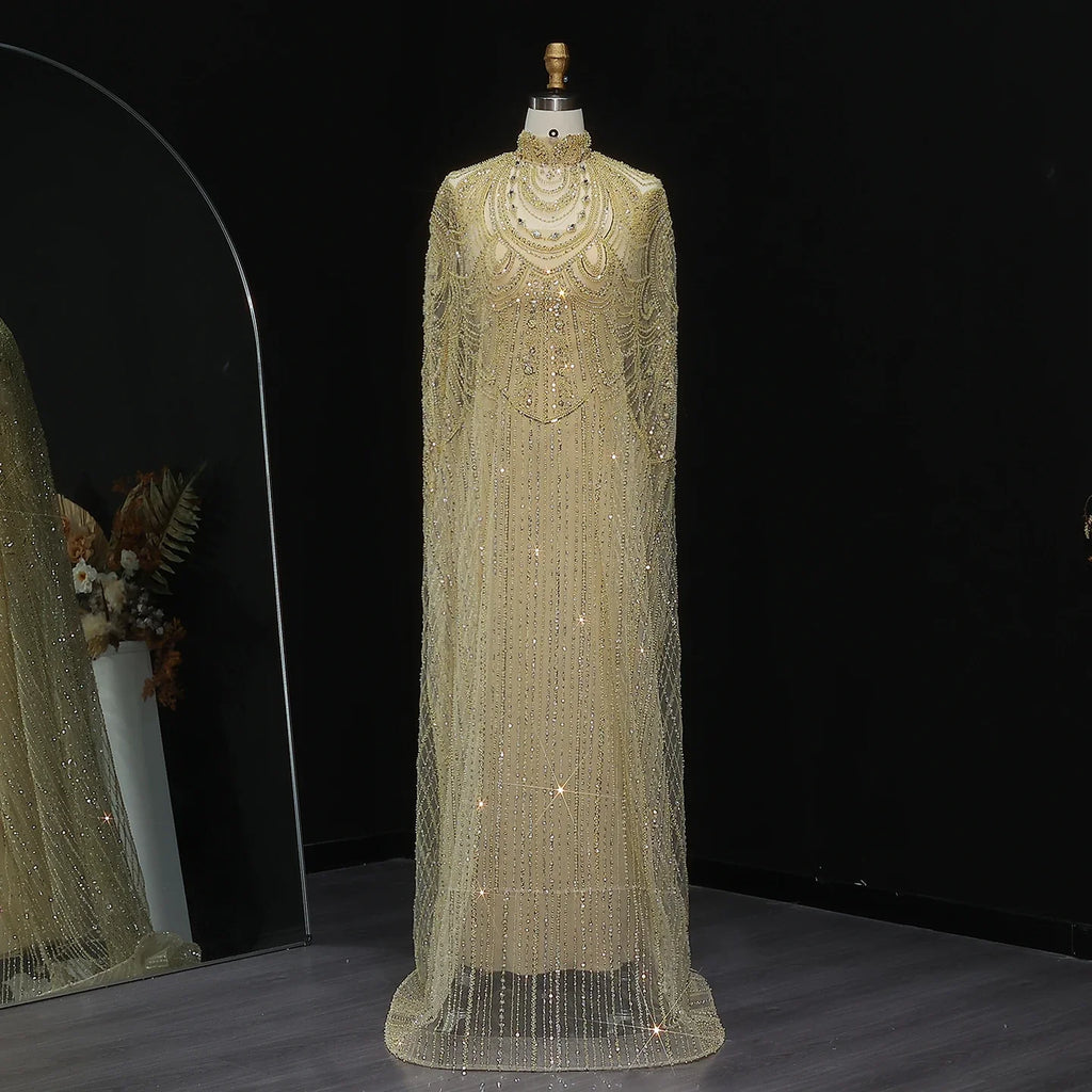 Customized Luxury Nude Caftan Prom Evening Dress - Elegant Party Gown