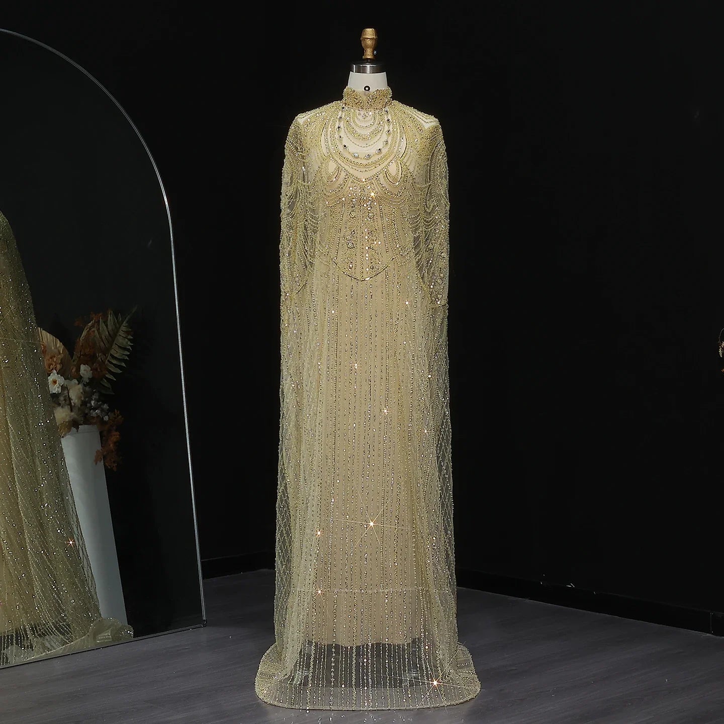 Customized Luxury Nude Caftan Prom Evening Dress - Elegant Party Gown